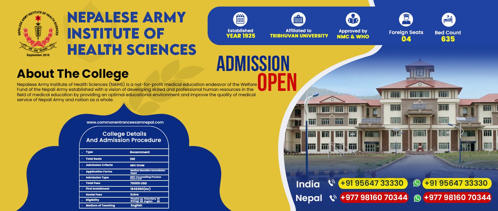 nepalese-army-institute-of-health-sciences-fees-structure-in-2023